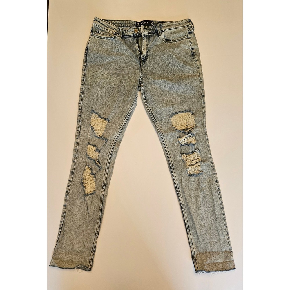 Hollister High Rise Super Skinny Jeans 11R W30 L30 Light Acid Wash Distressed